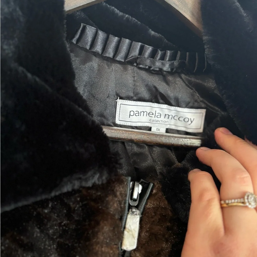 Pamela McCoy Dark Brown Faux Fur Coat - Picture 3 of 6